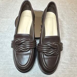 Alexandre Birman Braided Knot Leather Loafers Brown EU 38 US 7.5 Made in Brazil